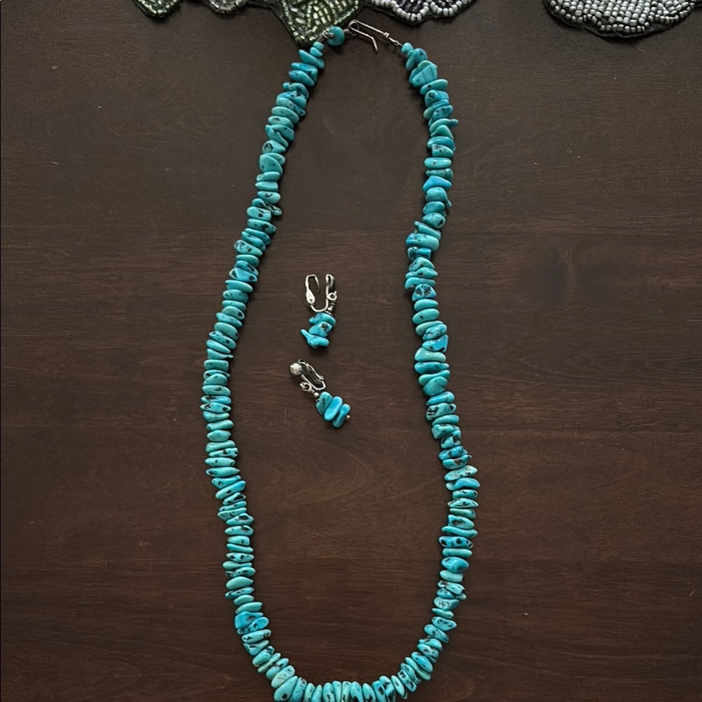 Turquoise Beaded Necklace and Earring Set